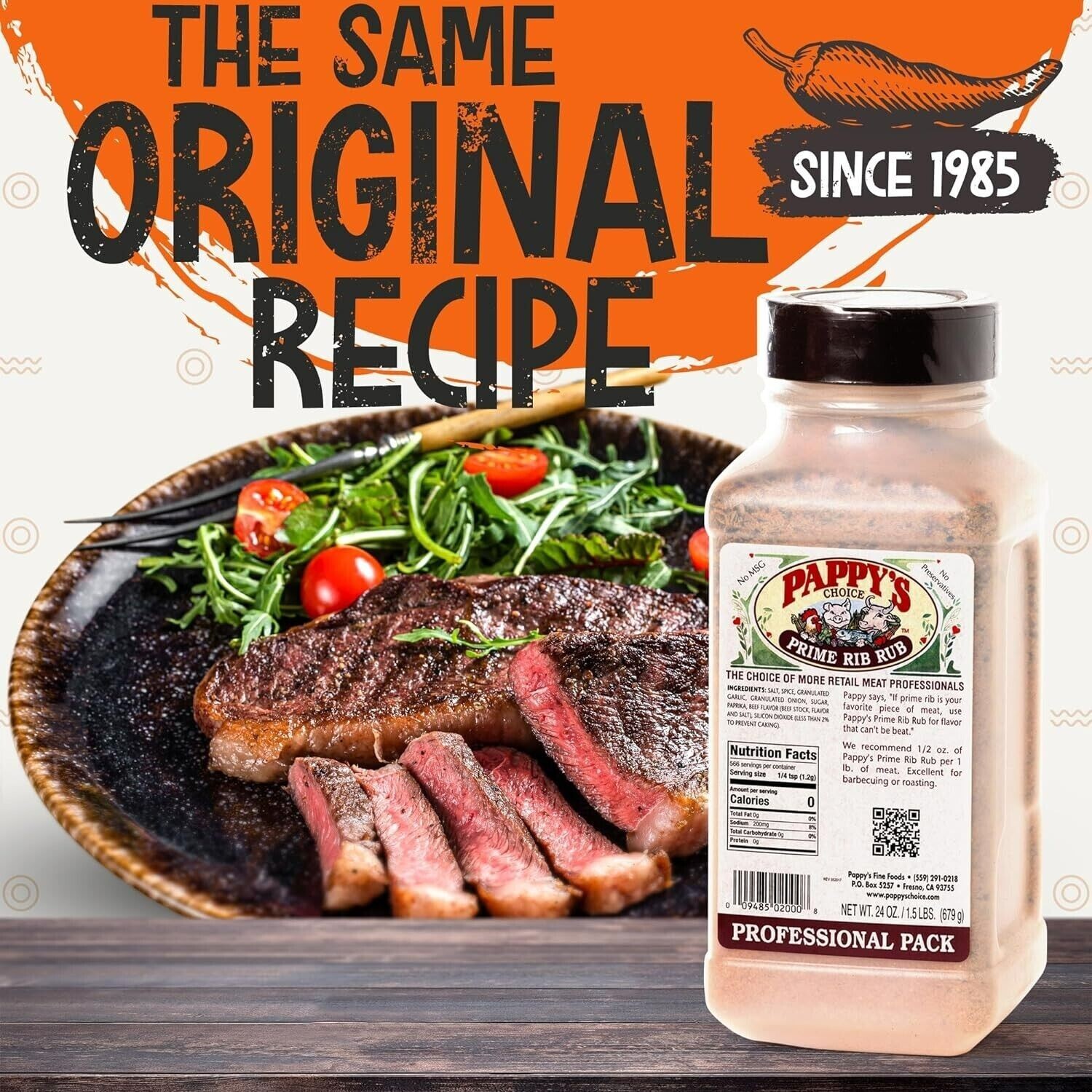 Pappy’s Choice Seasoning BBQ Prime Rib Rub – 24oz/1.5lb Size #810485 Ships Free.
