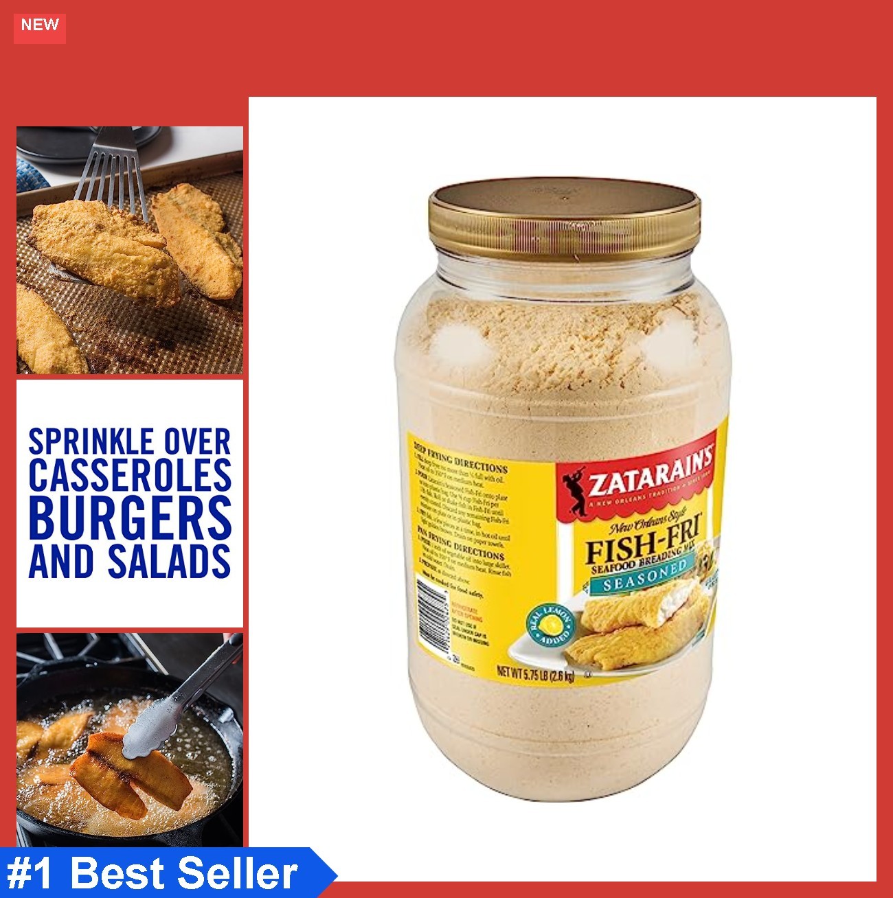 Seasoned Fish Fry Breading Mix 5.75 lb For Seafood Catfish Shrimp Oyster Lemon