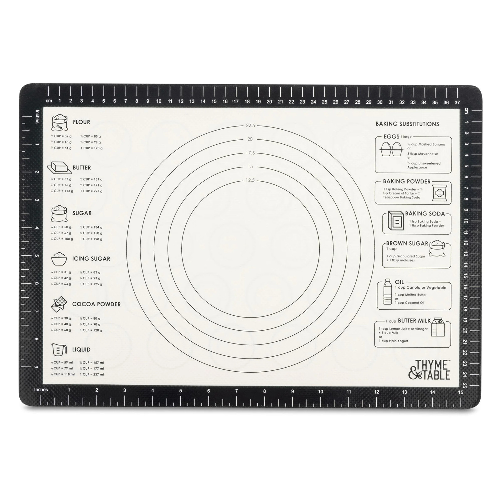 Thyme & Table Double-Sided Easy Clean Silicone Baking Mat with Measurements, 11.