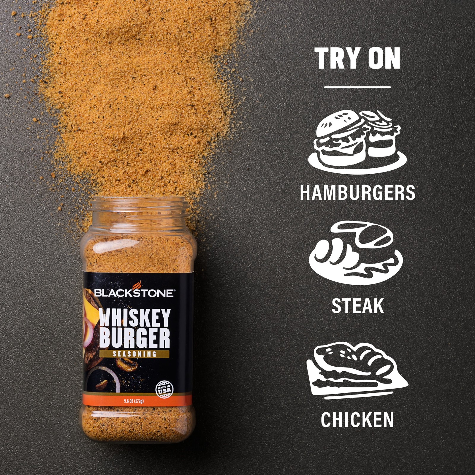 Whiskey Burger Seasoning Blend Gluten-Free 9.6 oz Jar