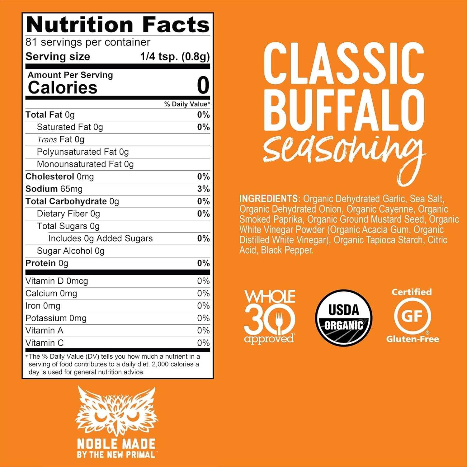 The New Primal Noble Made Seasoning Spice & Dry Rub, Classic Buffalo, 4 Count