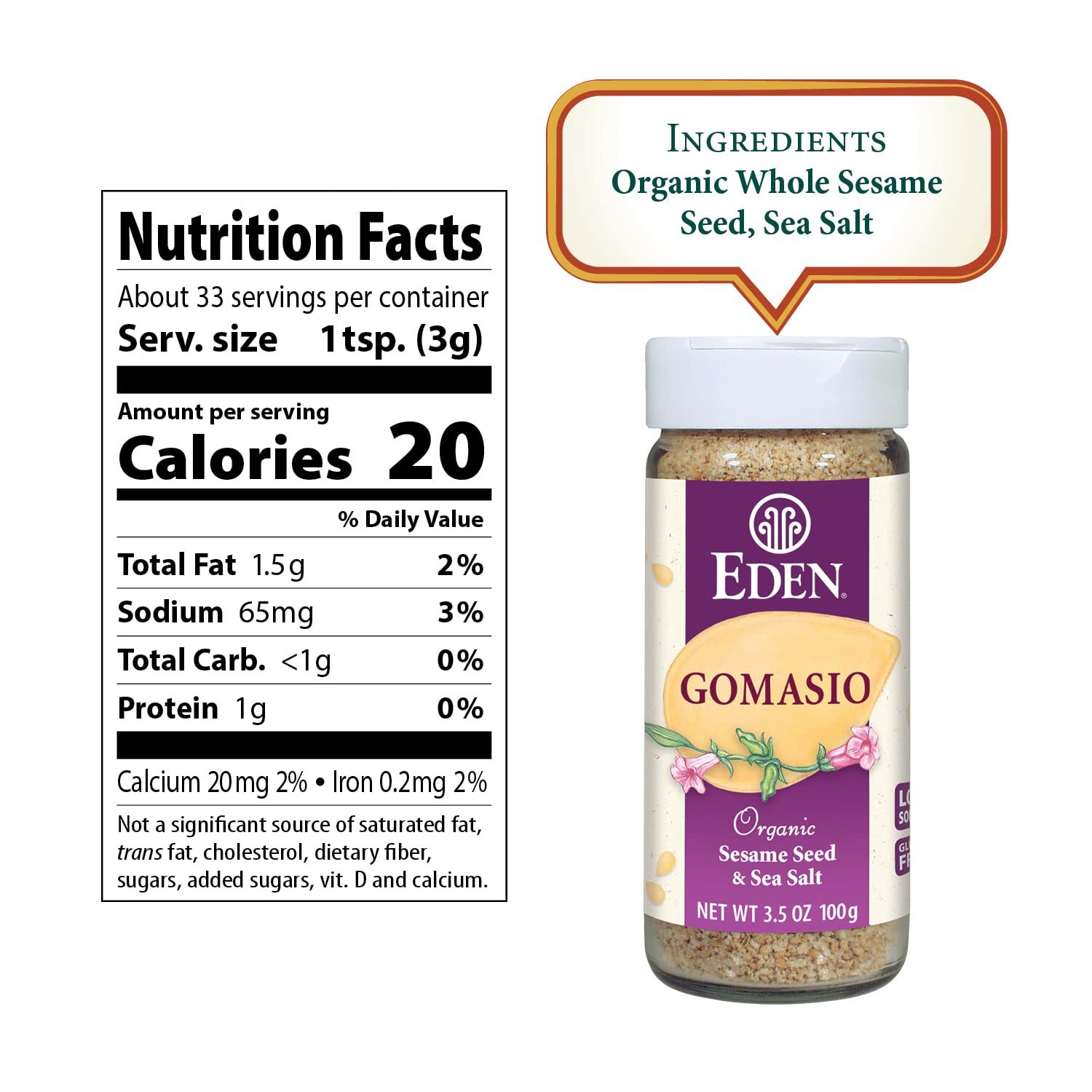 Eden Foods Organic Gomasio Sesame Salt 3.5 Oz