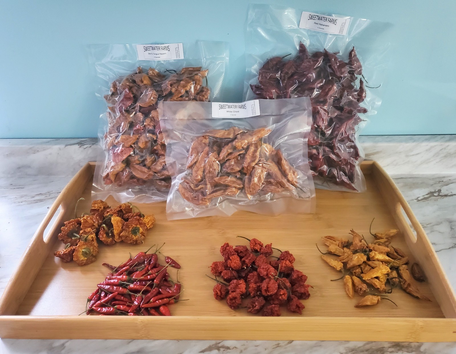 Dried Super Hot Peppers – Carolina Reaper / Ghost / Scorpion – Whole,Grown in TN