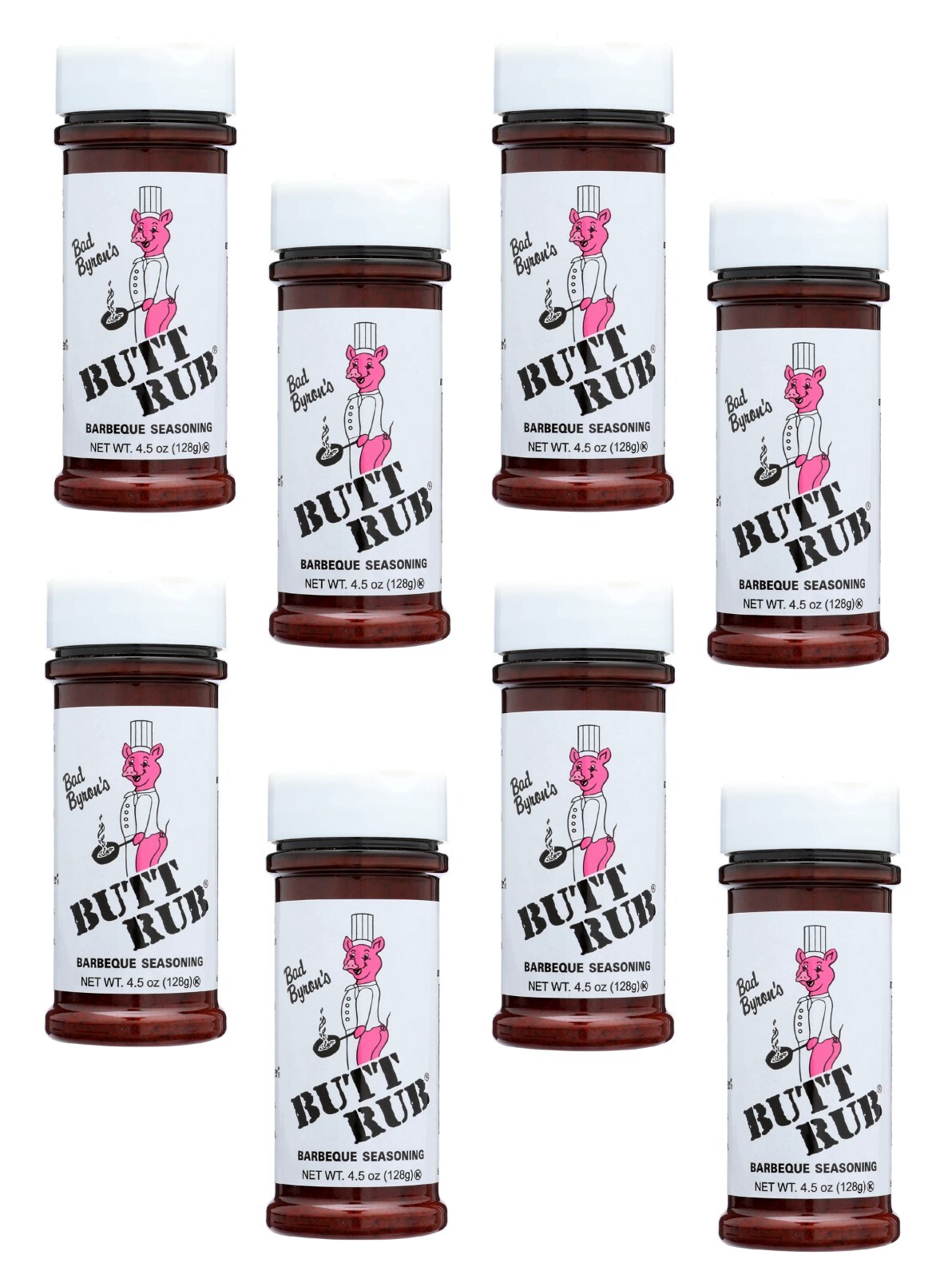 8-Pack Bad Byron’s Butt Rub Barbecue Seasoning – 4.5 Oz | Gluten-Free, No MSG