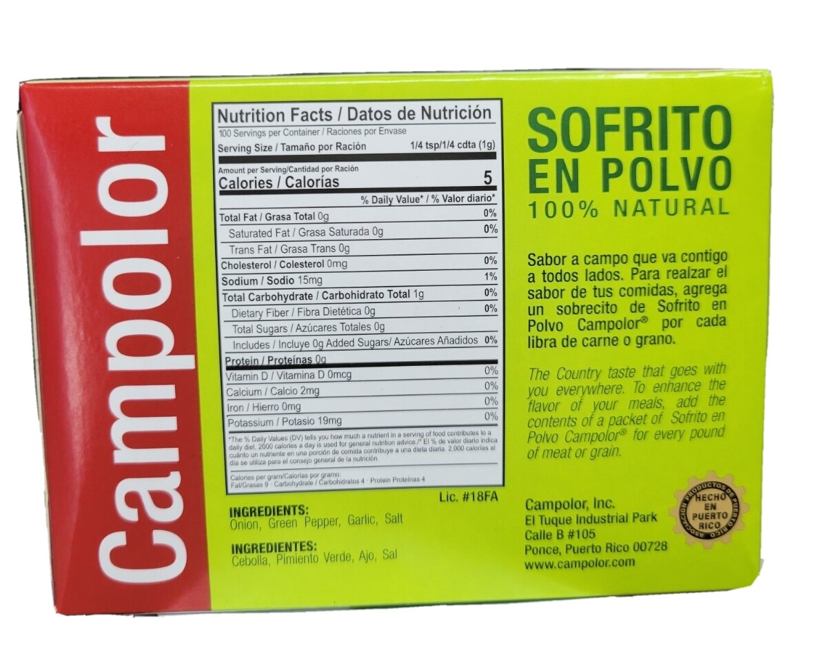 CAMPOLOR POWDER STIR FRY SEASONING PUERTO RICO SOFRITO EN POLVO 16PKS-1.41oz