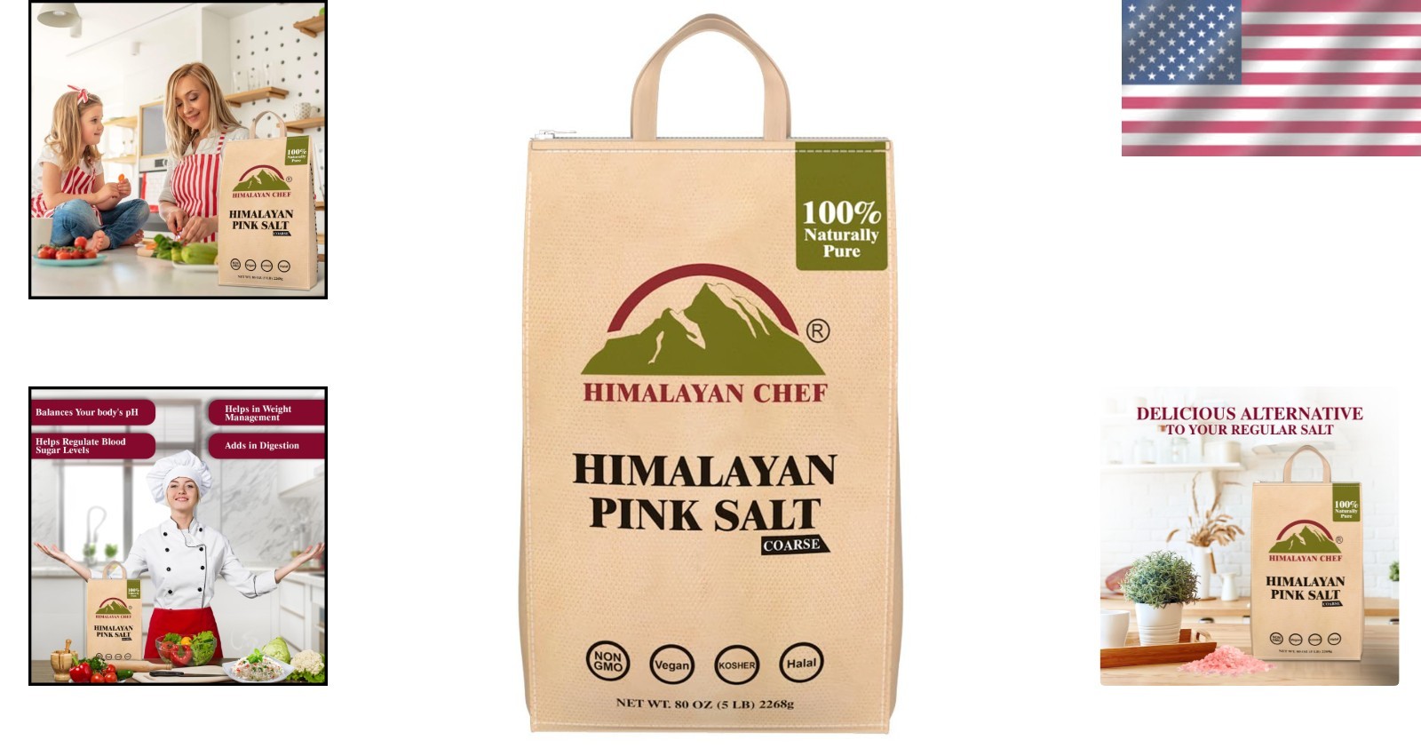 Coarse Grain Himalayan Pink Salt – 5lbs Bulk Bag, & Kosher Certified
