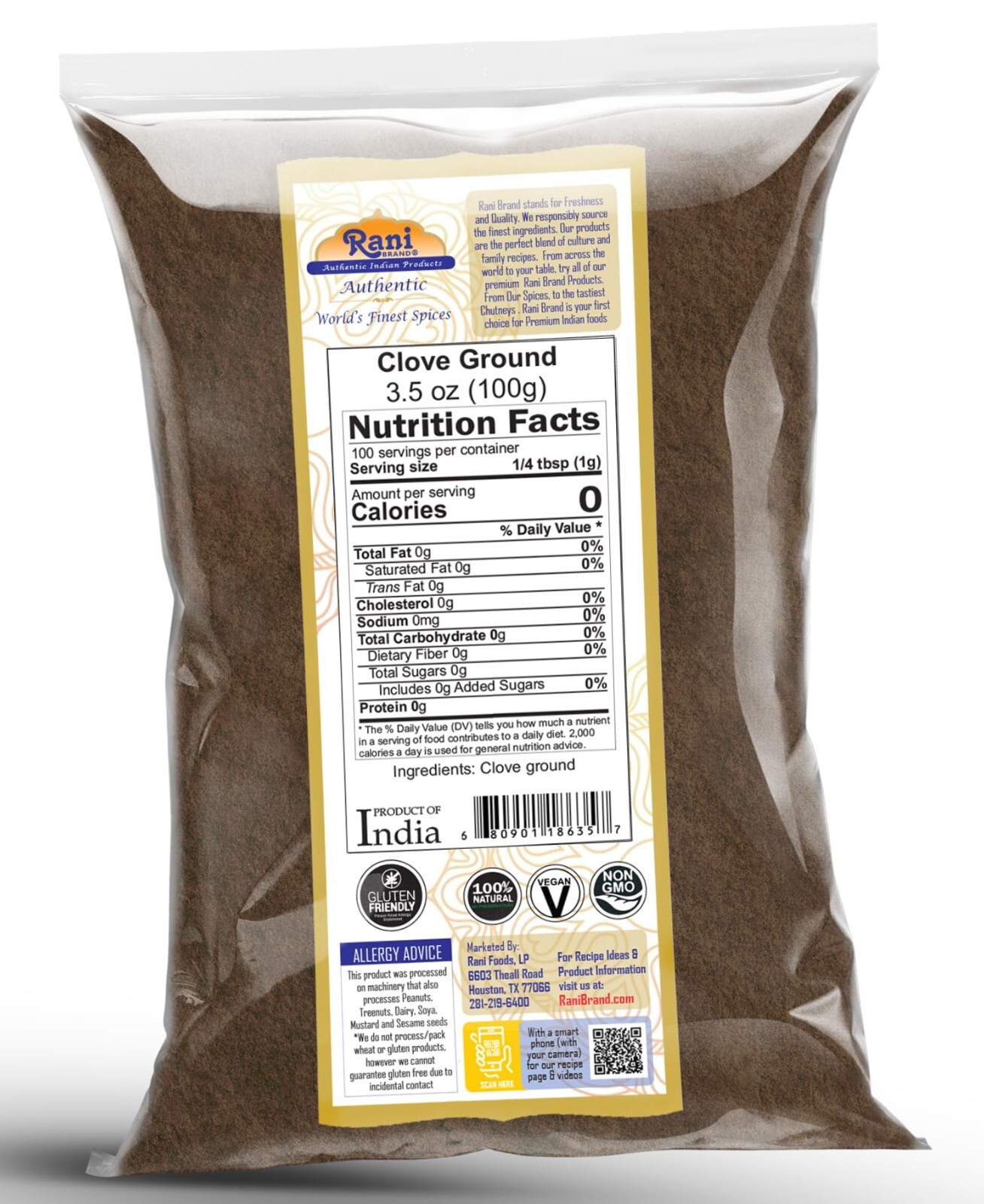 Rani Cloves Powder (Laung) Indian Spice 3.5oz (100g)