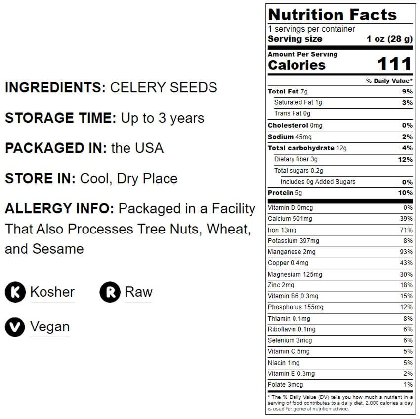 Celery Seeds — Kosher, Raw, Vegan — by Food to Live