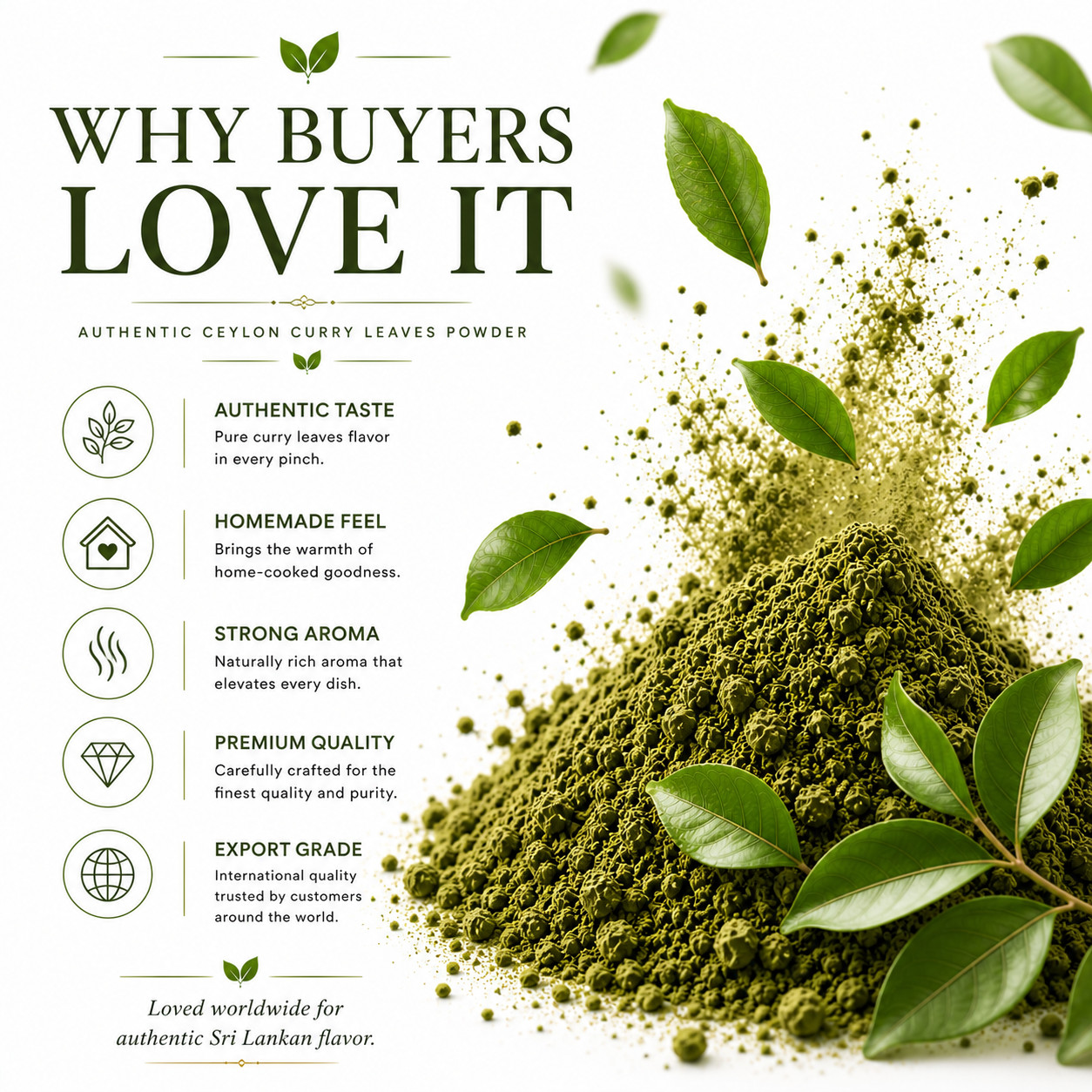 Ceylon Curry Leaves Powder Premium Sri Lankan Herb Natural Seasoning Mix