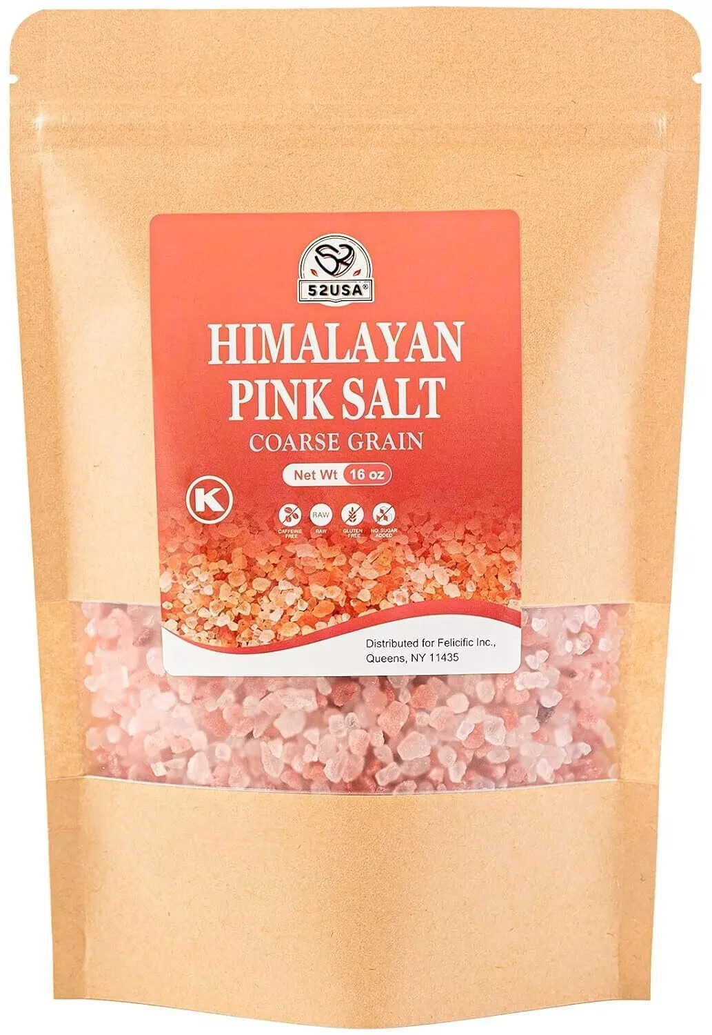 52USA Himalayan Salt Coarse 1 Lb (453G), Pink Himalayan Salt, Sea Salt for Grind