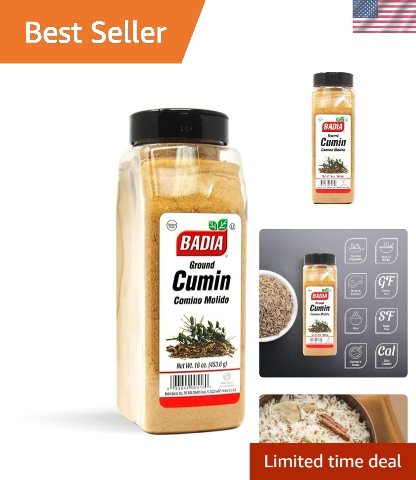 16 oz Ground Cumin Powder, Gluten-Free & Kosher for All Culinary Needs