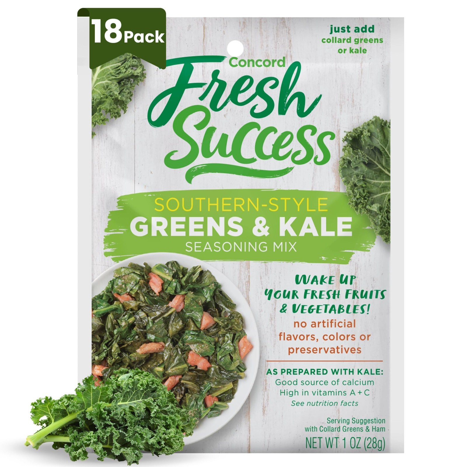 Southern Style Greens & Kale Seasoning – 18 Packets, Flavorful & Healthy Mix