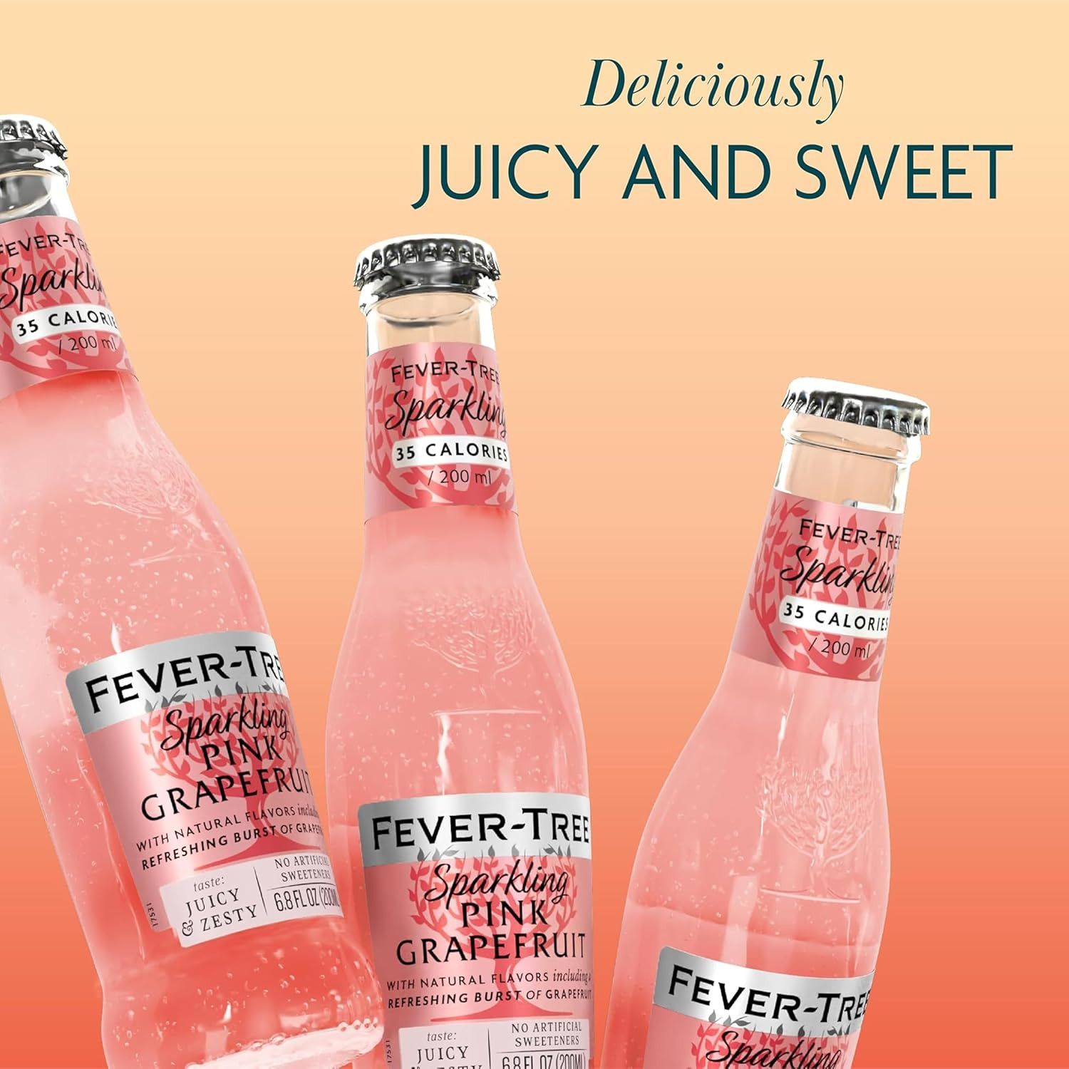 Fever Tree Sparkling Pink Grapefruit Soda 6.8oz 24 Pack Mixer Non GMO