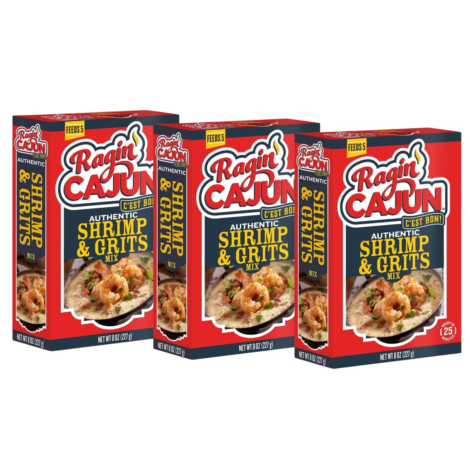 Ragin Cajun Shrimp Grits Authentic Cajun Flavor Easy Prep 8 Ounce Pack Of 3