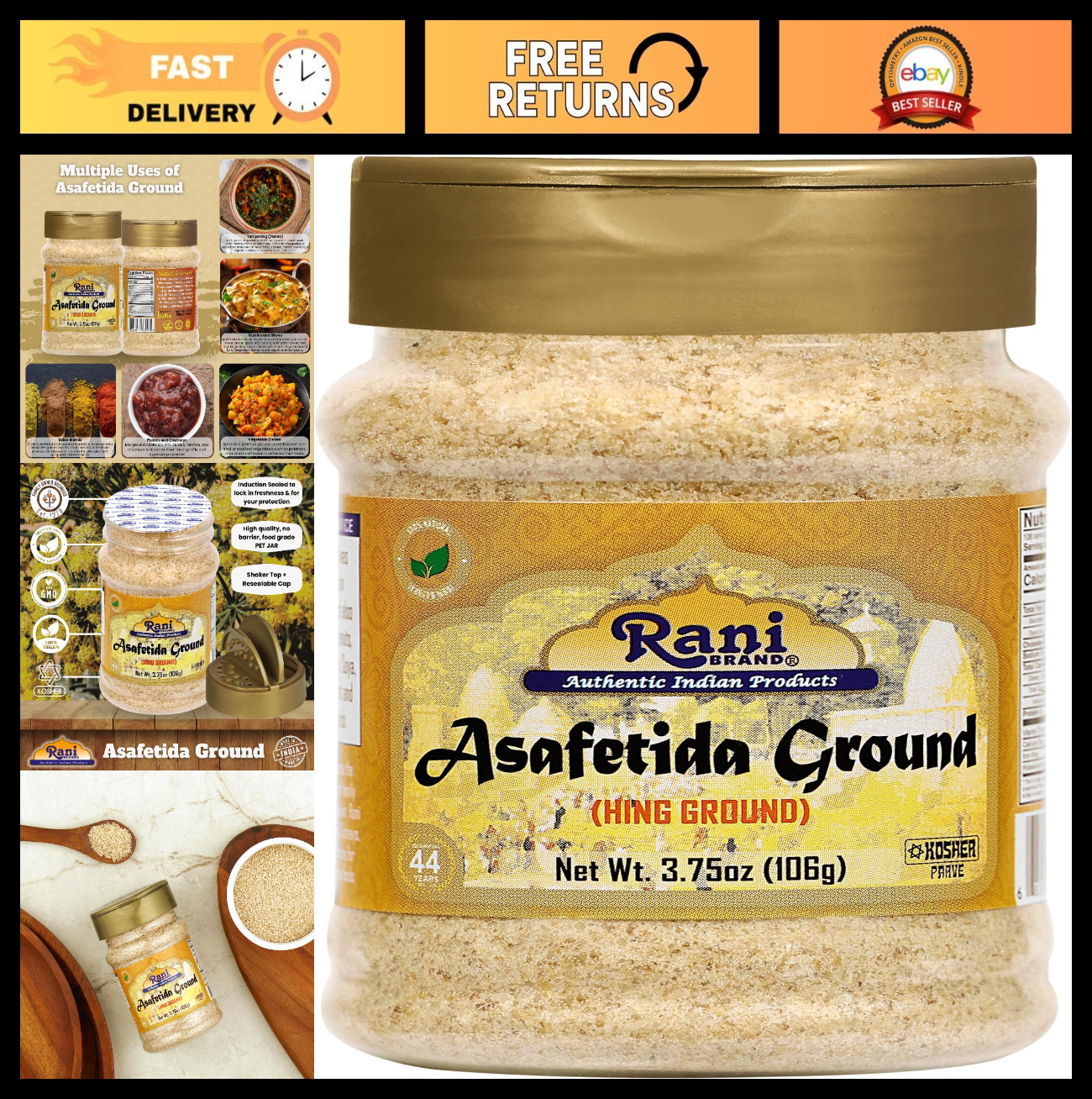 All Natural Ground Asafetida (Hing) 3.75oz | Vegan, Non-GMO, Kosher Spice | Onio