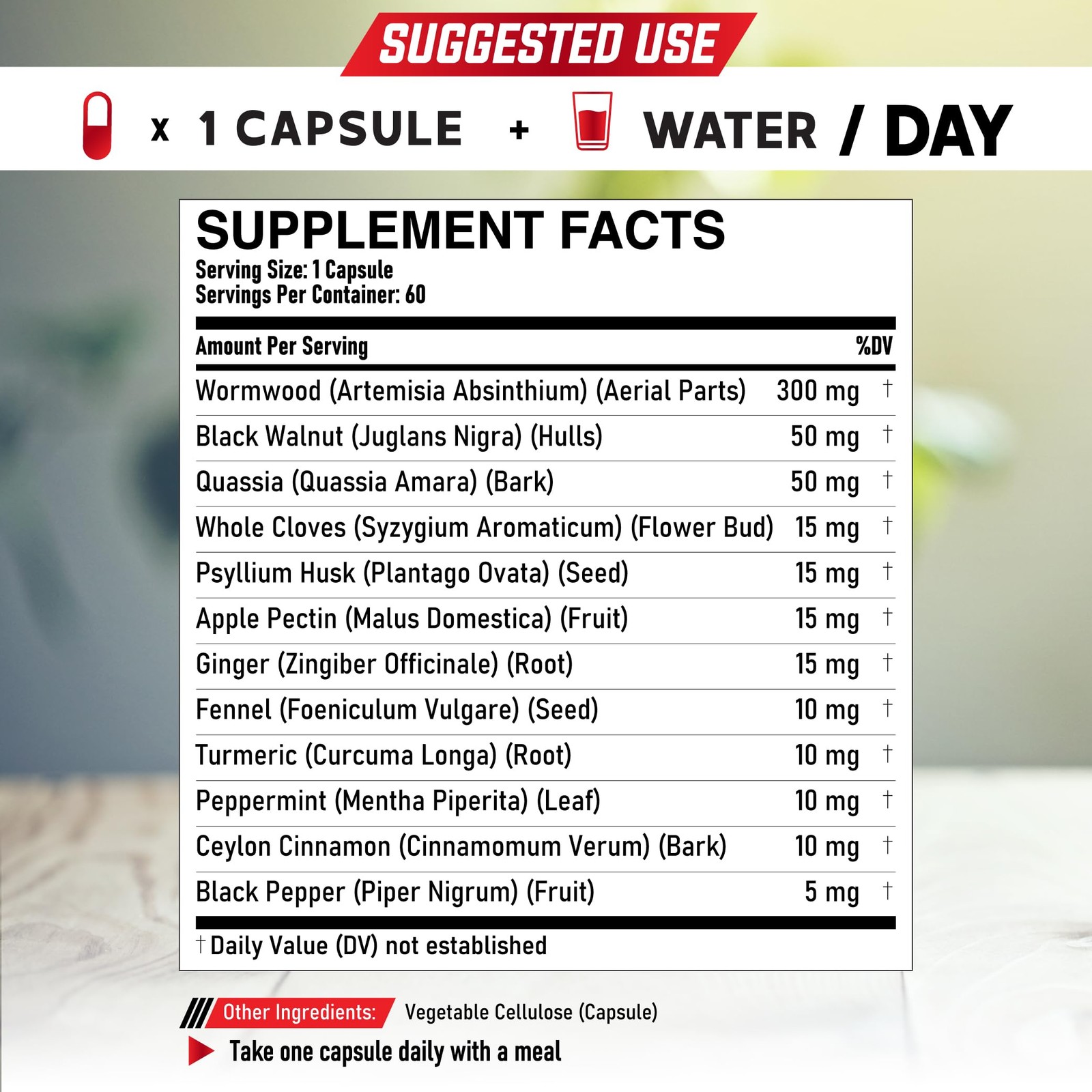 12 in 1 Wormwood Capsules Black Walnut Cloves, Ginger, Turmeric…