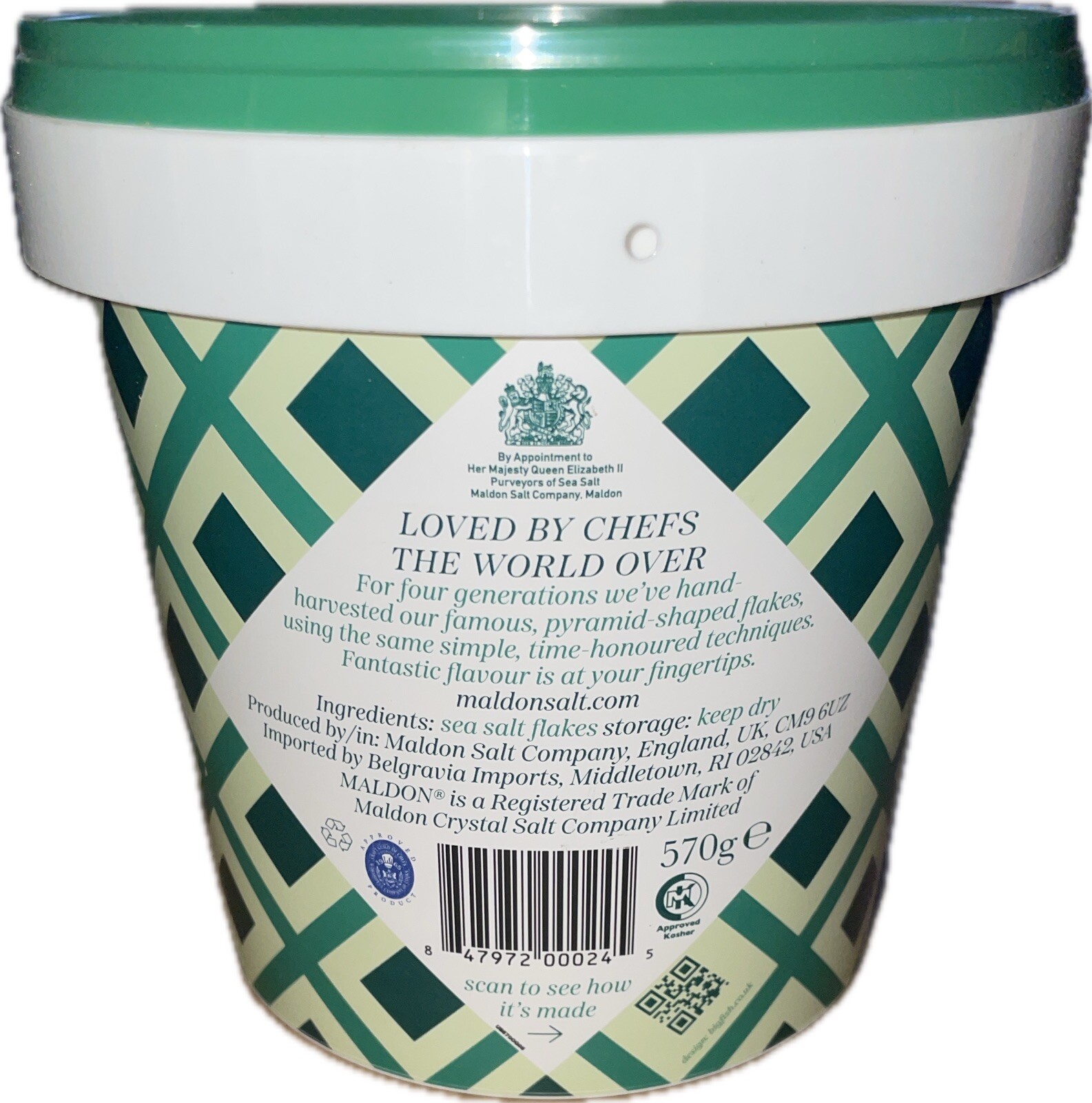 Maldon Salt, Sea Salt Flakes, 20.12 oz (570 g), Resealable Tub