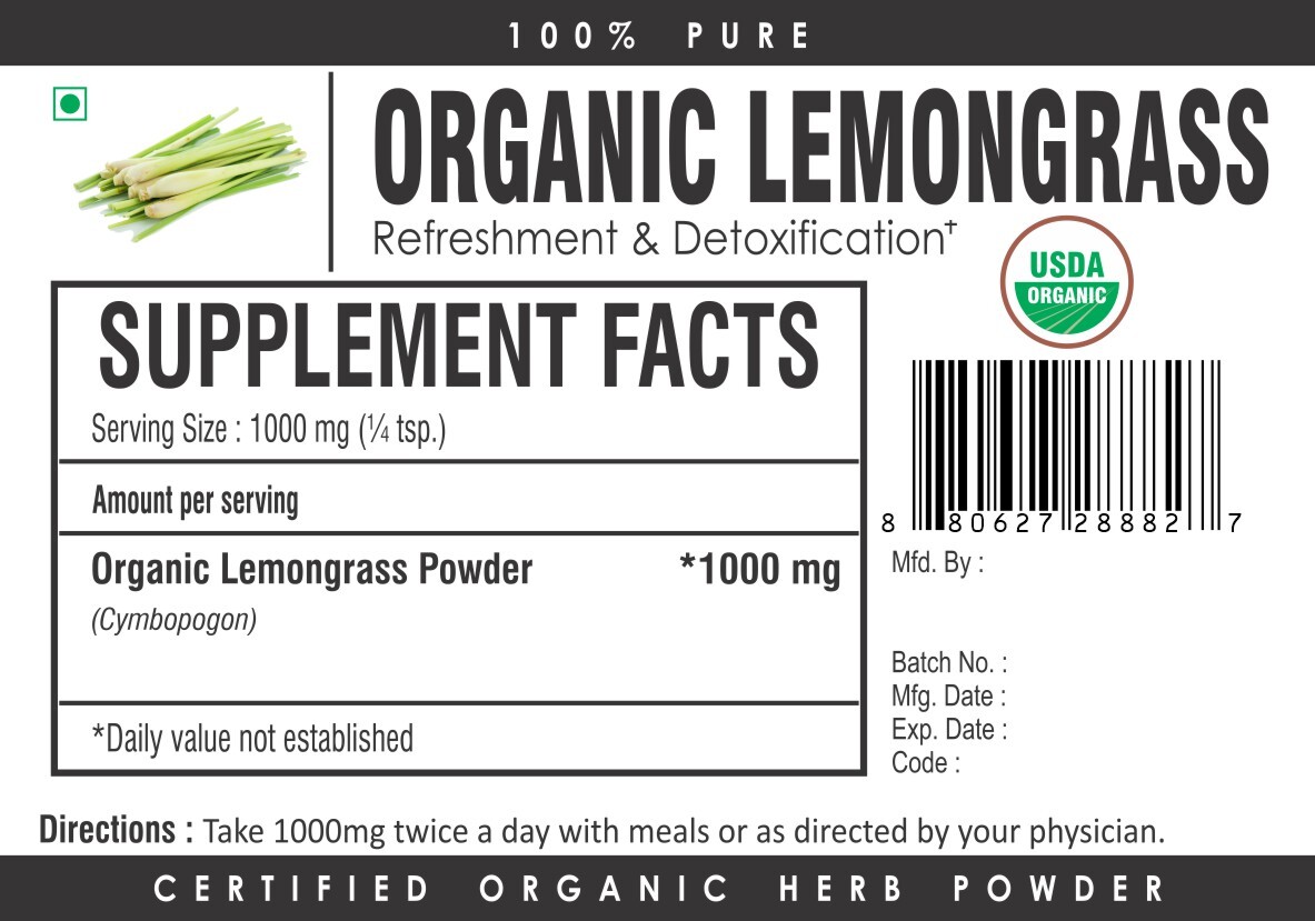 Organic Lemongrass Powder A GRADE Lemon Grass Cymbopogon Non-GMO