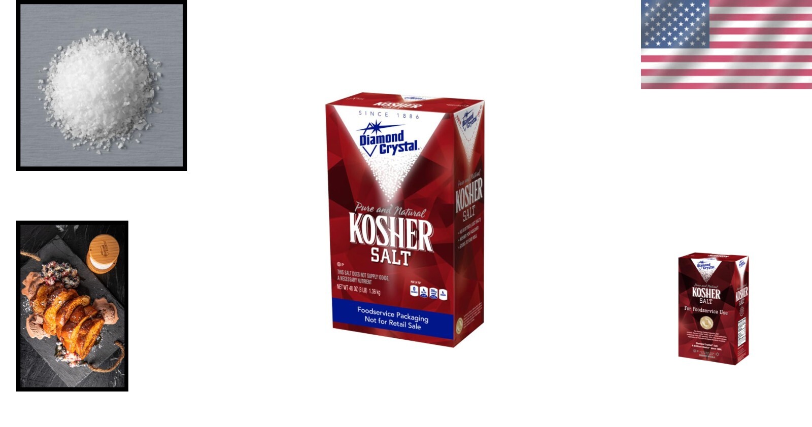 Kosher Salt – Natural, No Additives, Lower Sodium – 3 lb Restaurant Pack
