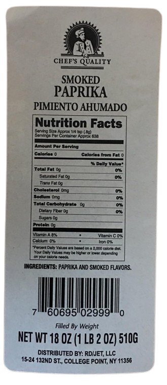Chef’s Quality Premium Seasoning – Smoked Paprika – 1.125 lb – Free Delivery
