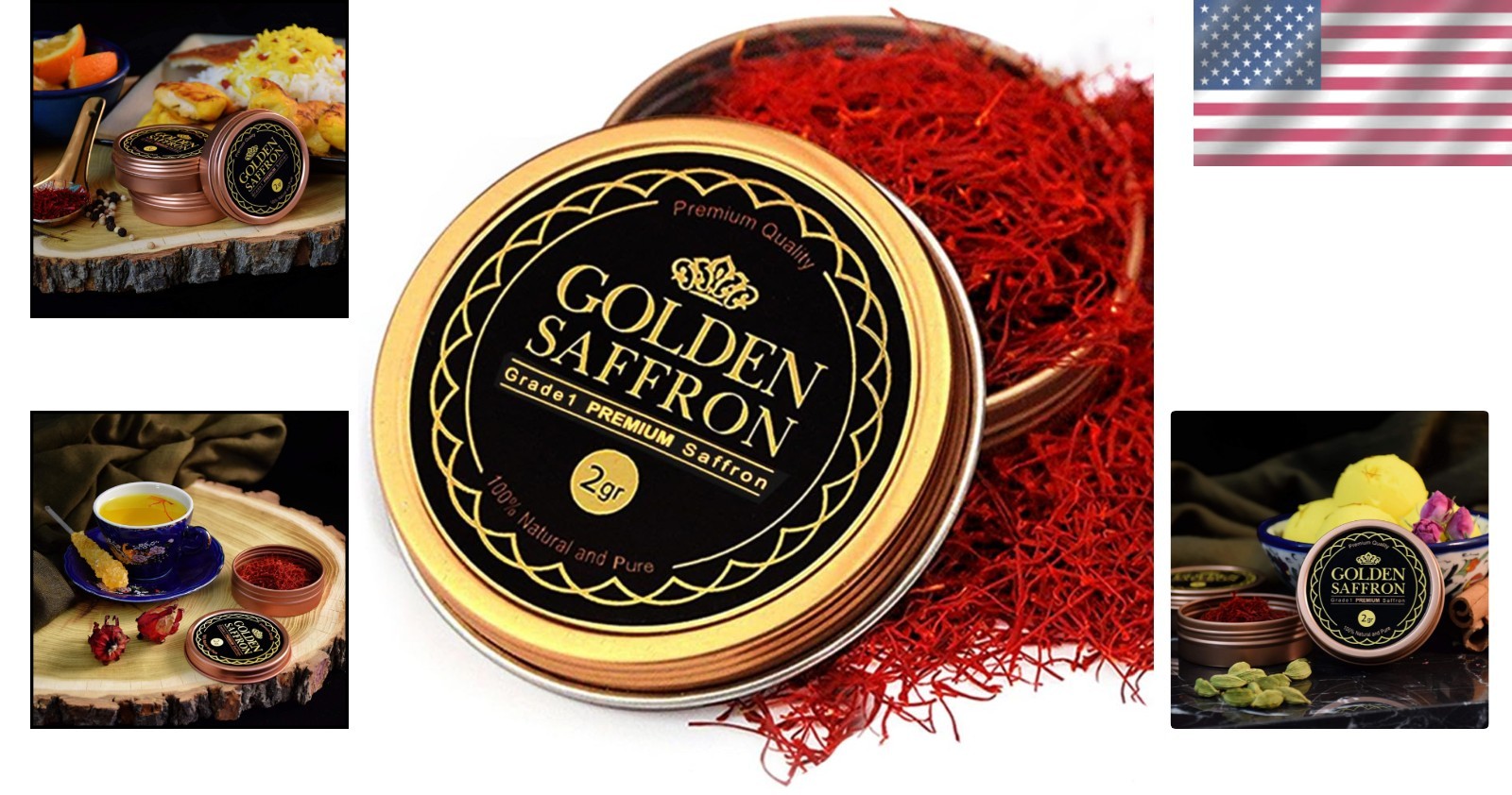 Organic Grade A+ Saffron Threads 2.0g – Perfect for Teas, Paellas, Desserts