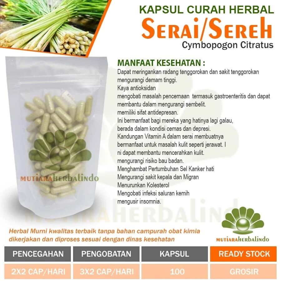 SEREH Serai Powder Caps Natural Organic Herbs Spices Fresh Pure Hygienic Premium