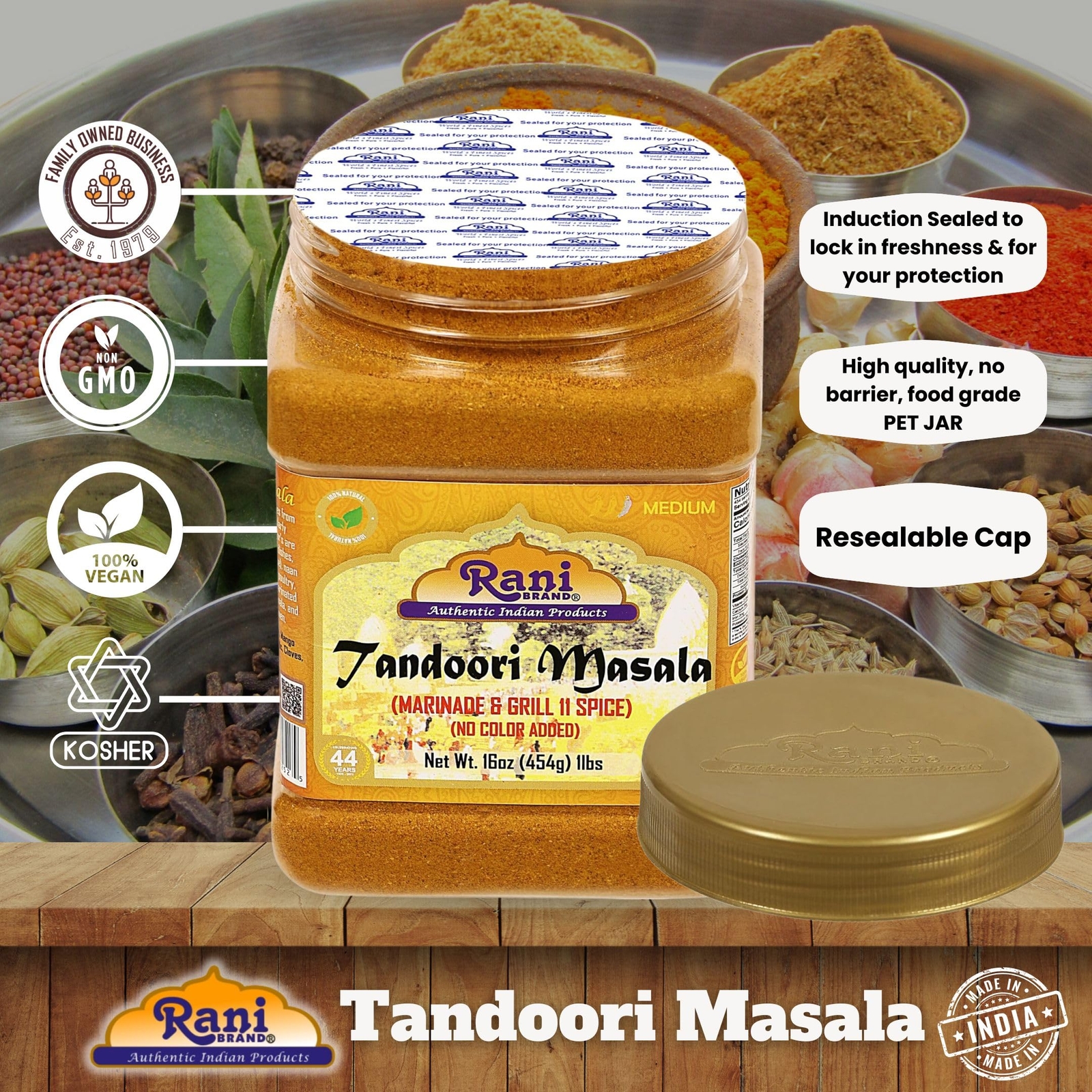 Rani Tandoori Masala Indian 11-Spice Blend 16oz (1lb)