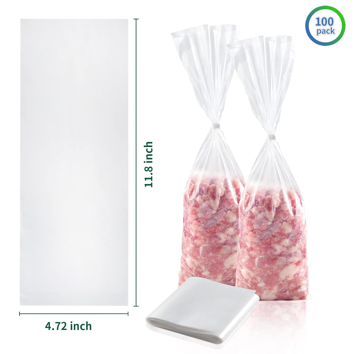 100 Pack Ground Bags 2lb Ground Hamburger Bags Meat Freezer Bags for Packagin…