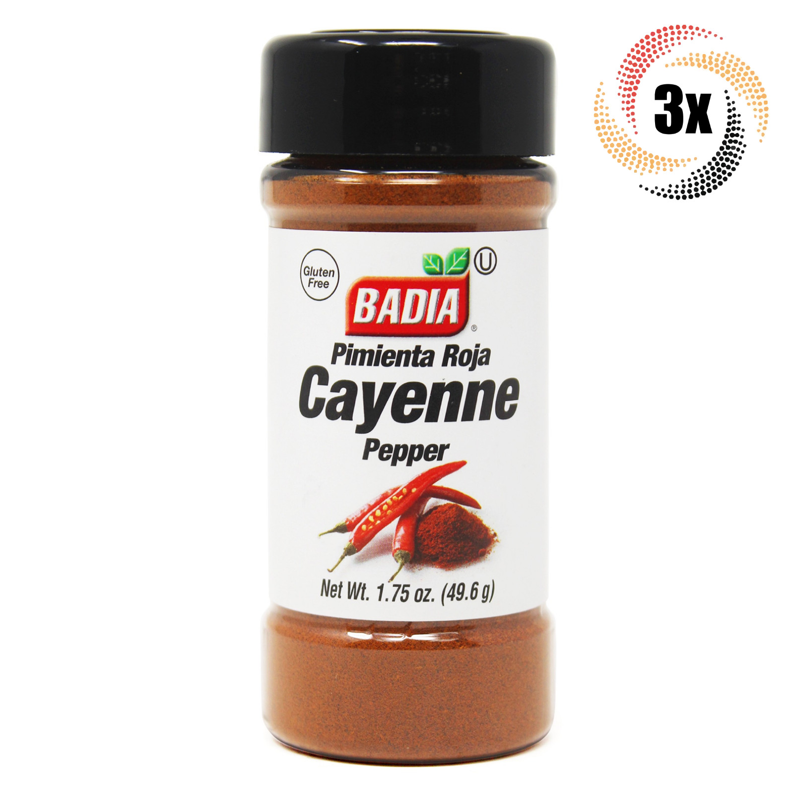3x Shakers Badia Cayenne Pepper Seasoning | 1.75oz | Gluten Free No MSG & Kosher
