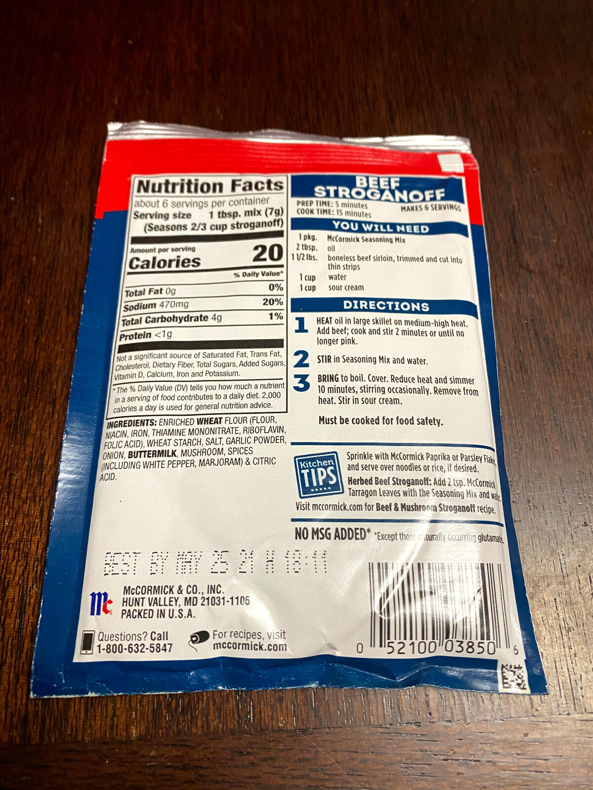 4 McCormick Beef Stroganoff Sauce Seasoning Mix 1.5oz Packet Expiration 5/21/21