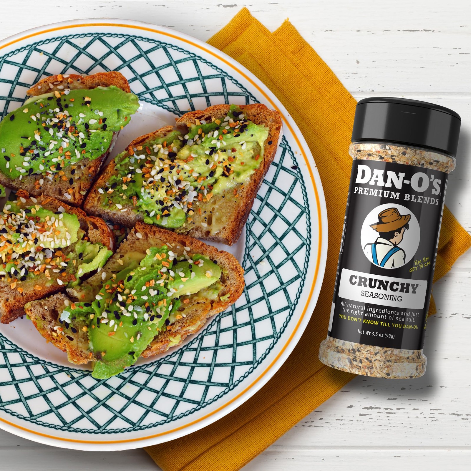 Dan-O’s Crunchy Seasoning, 2.5 oz Bottle, Everything Seasoning for Fish, Eggs…