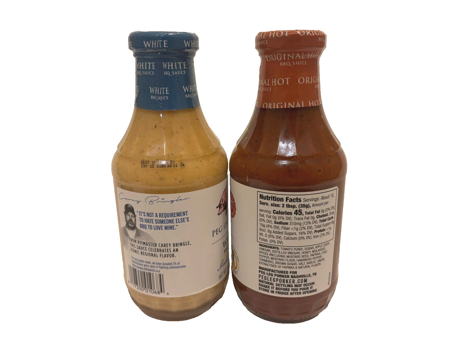 Peg Leg Porker Original and White BBQ Sauce, 2-18.5 oz Bottles