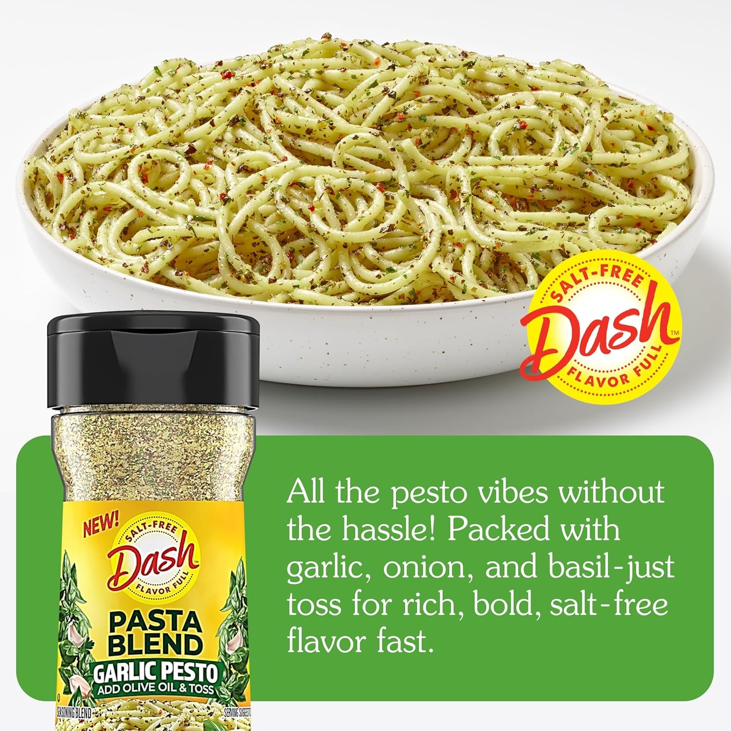 Dash Salt-Free Pasta Seasoning Blends, Garlic Pesto, 2 Ounce (Pack of 2)