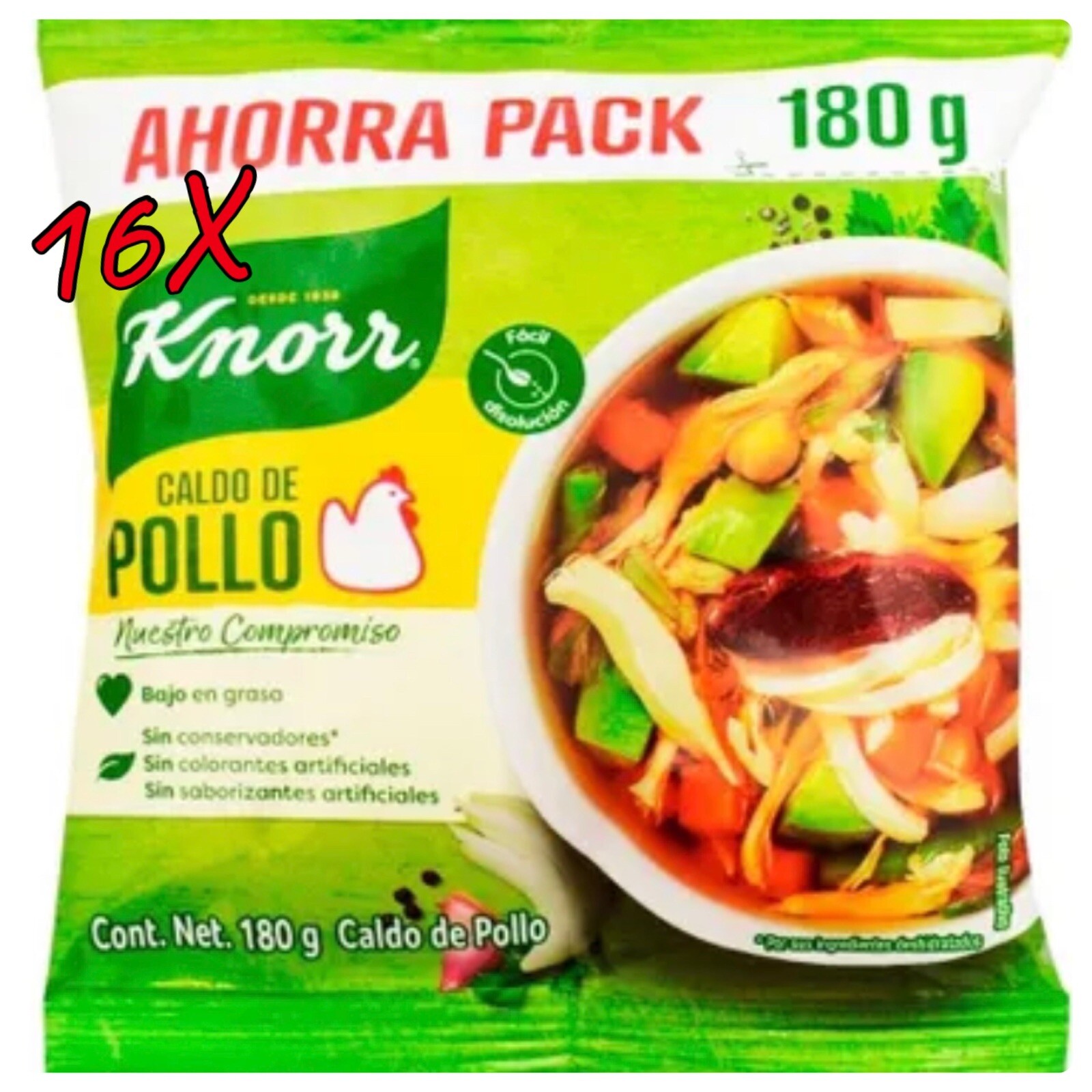 X16 KNORR CALDO DE POLLO / CHICKEN FLAVOR BOUILLON – 2 BAGS OF 180g EA – FREE SH