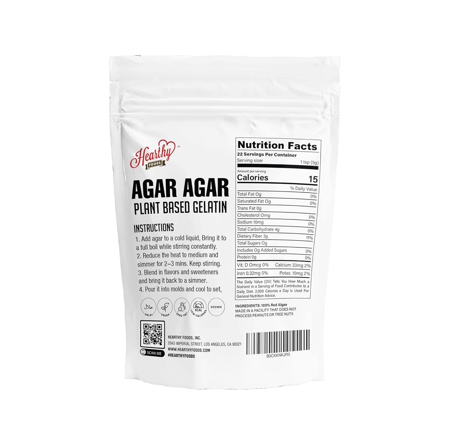AGAR AGAR POWDER VEGAN GELATIN Substitute Cooking Baking Plant Based Natural 4oz