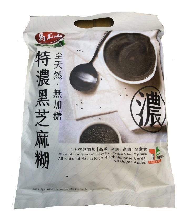 Green Max No Sugar Black Sesame Seeds Powder 12.7 oz Instant Cereal Snack Drink