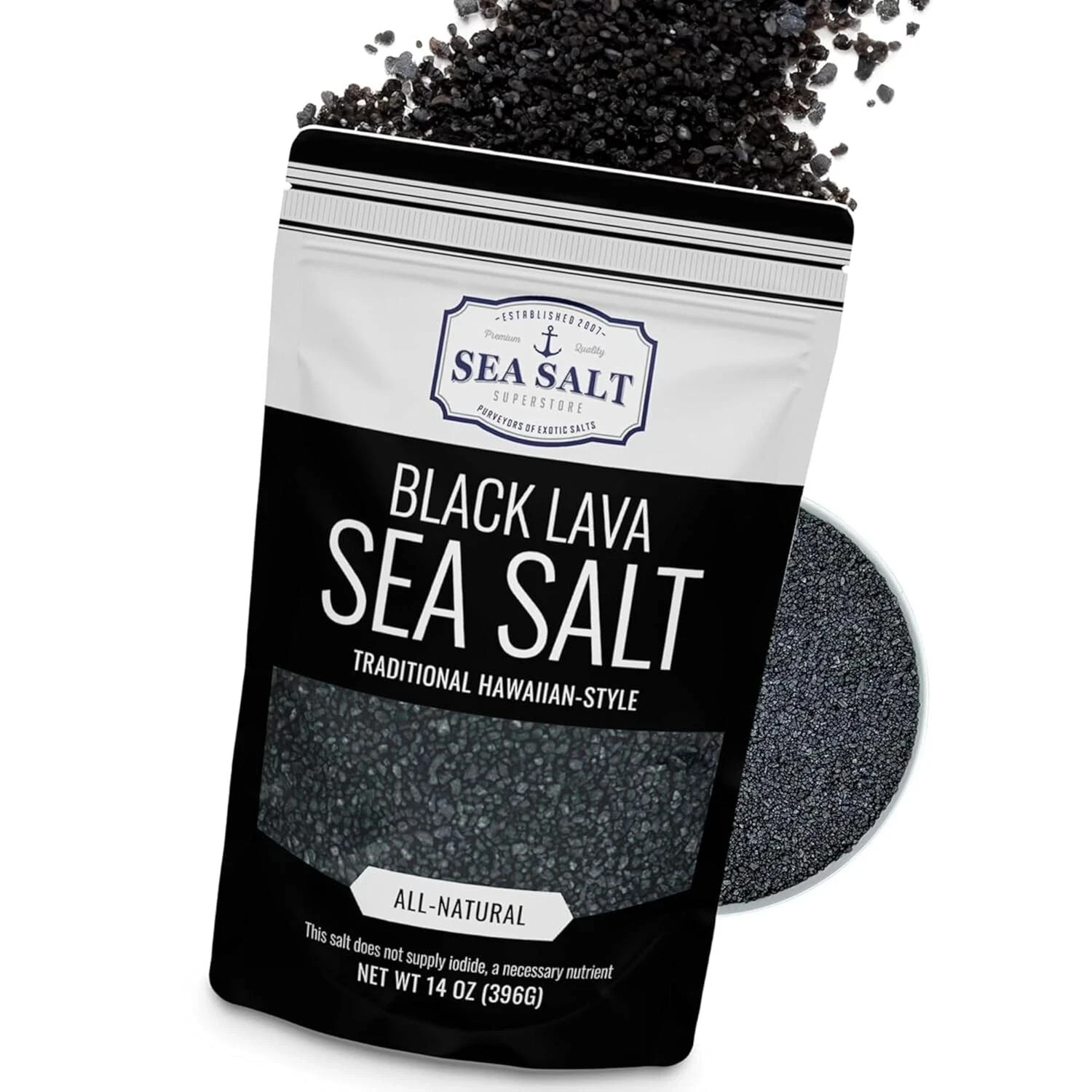 Hawaiian Style Black Lava Sea Salt 14oz Activated Charcoal Gourmet Seasoning