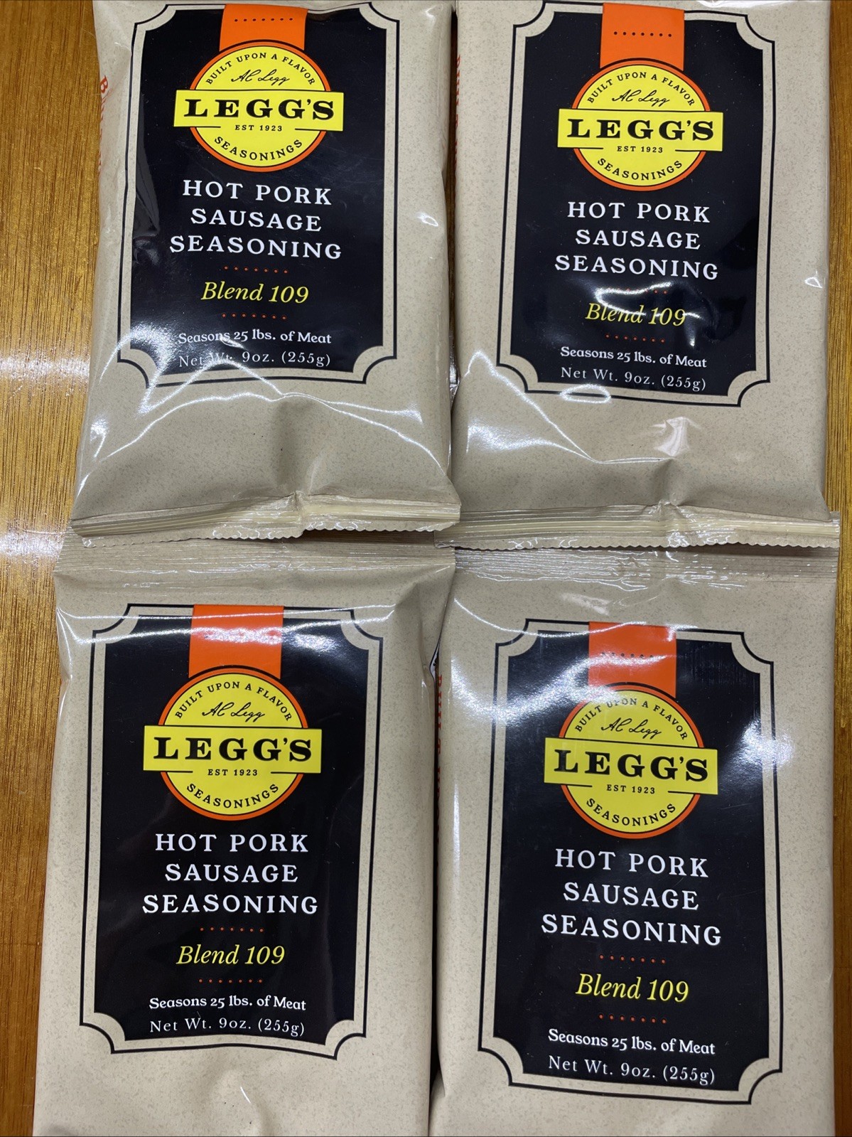 (4) A.C. Legg’s Hot Pork Sausage Seasoning Blend 109 Seasons 100 Lbs Of Meat