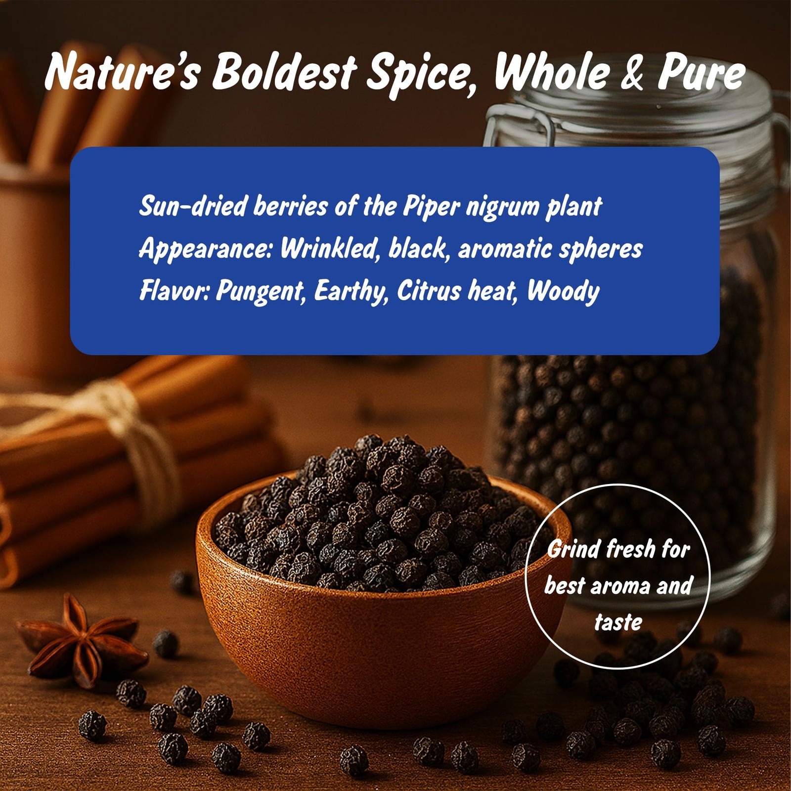USDA Organic Black Peppercorns Whole, Lab Tested for Heavy Metals, Resealable…