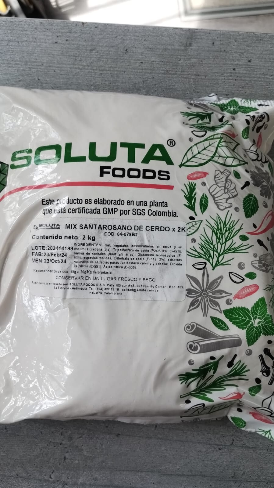 Colombia Chorizo Santarosano Pork Seasoning mix 2kg 4.4lb Cerdo condimentos