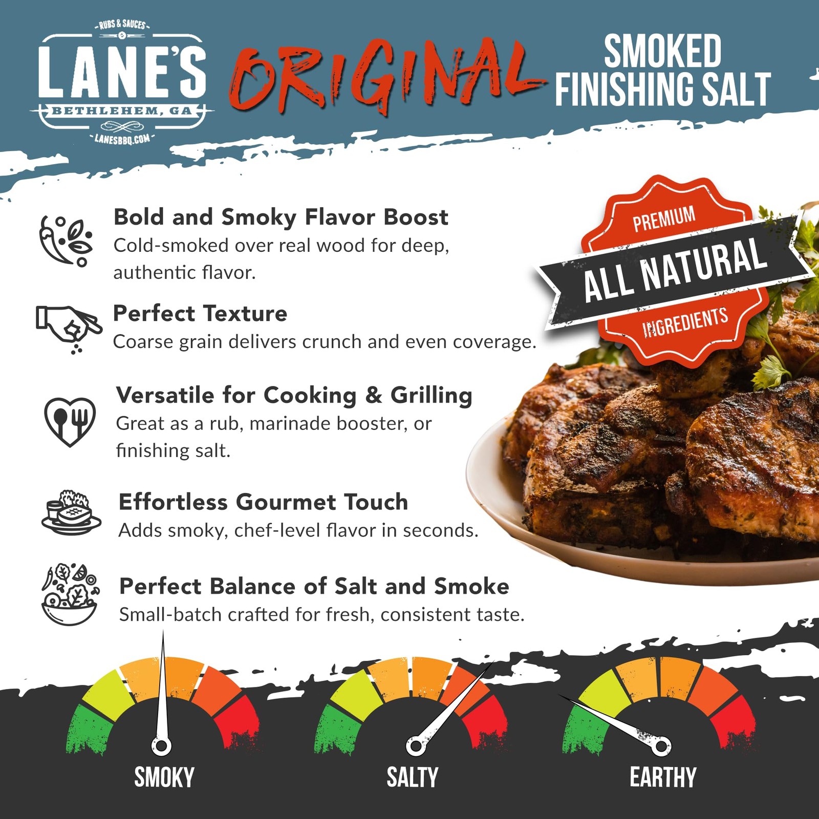 Lane’s Original Smoked Salt, Premium Gourmet Finishing Smoked Sea Salt (6 oz)…