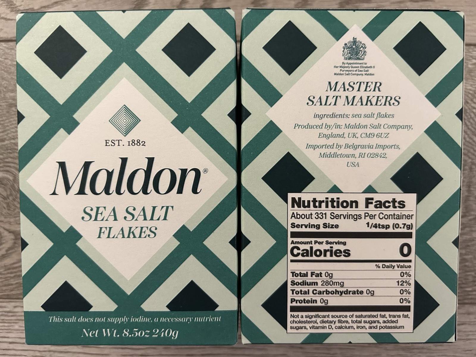 Maldon Salt, Sea Salt Flakes, 8.5 oz (240 g) – Pack Of 2 Boxes! 480 Grams Total