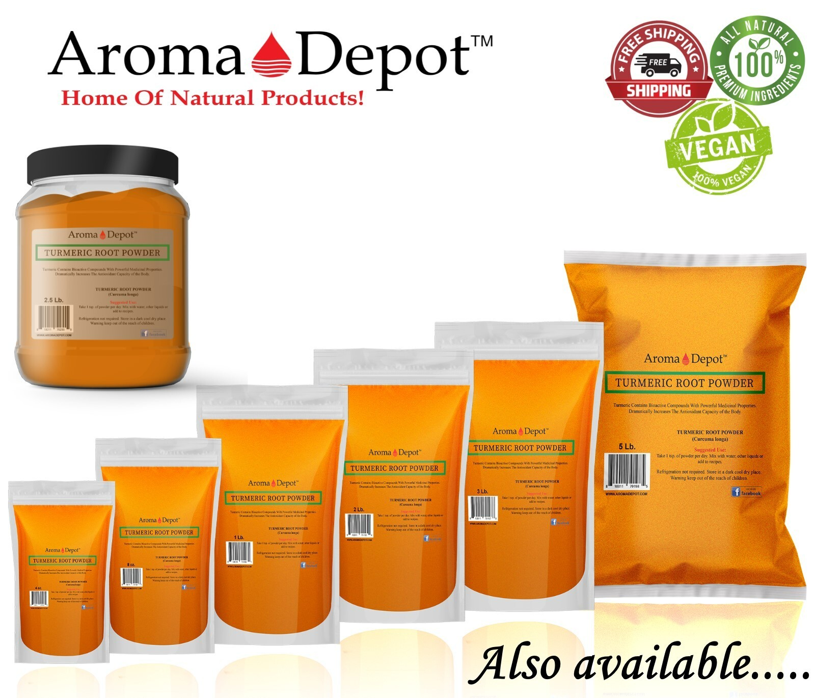 2.5 lb Turmeric Root Powder 100% Pure Curcuma Longa Tumeric 40 oz JAR