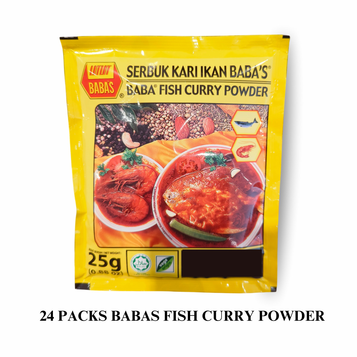 24 pack Babas Fish Curry Powder (Serbuk Kari Ikan Dan Udang) 25gm