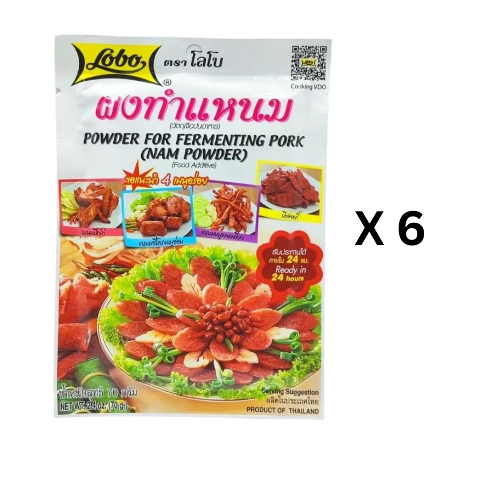 Lobo Nam Powder Seasoning Mix, Thai Fermented Pork Sausage Spice 70G X 6