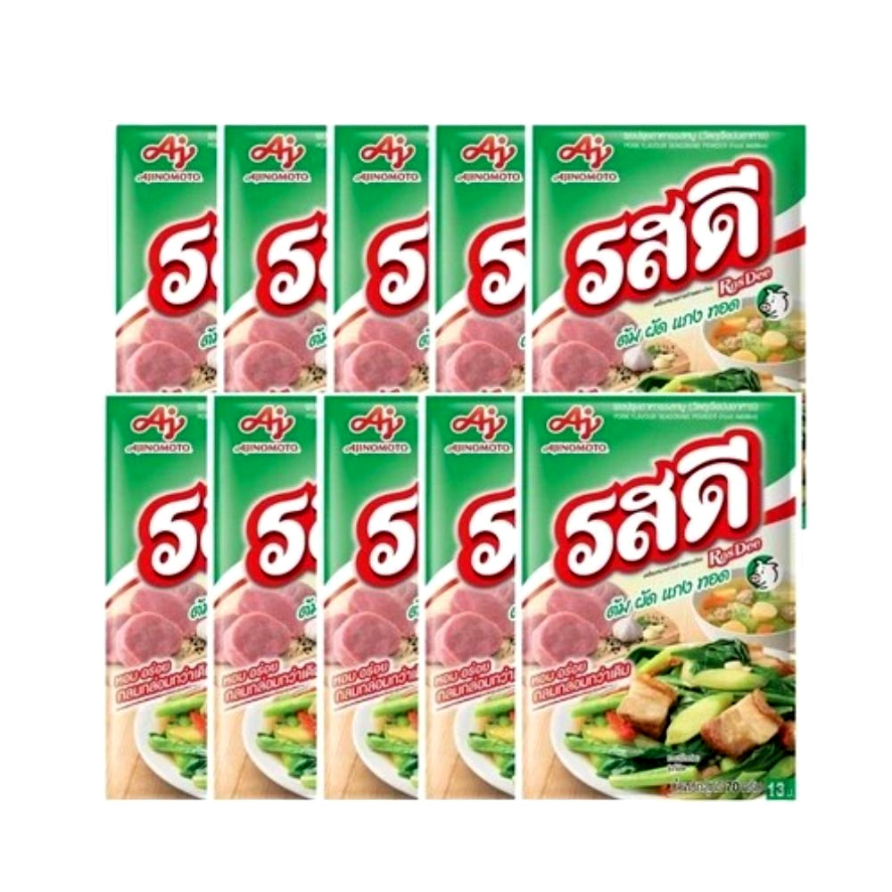 Rosdee Powder Food Spicy Seasoning Ajinomoto Thai Cooking Pork Flavor 10 x 70g.