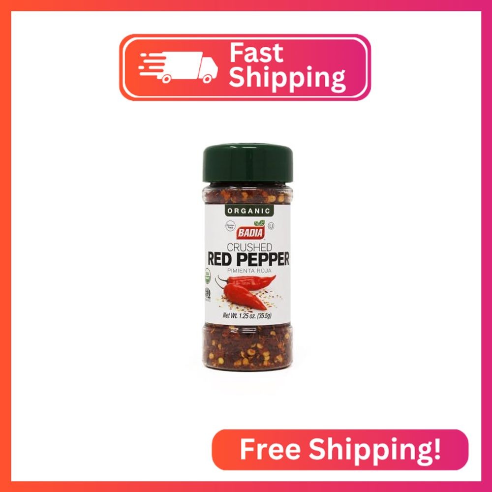 Badia Organic Crushed Red Pepper, 1.25 oz – Spicy Dried Chili Flakes for Cooking