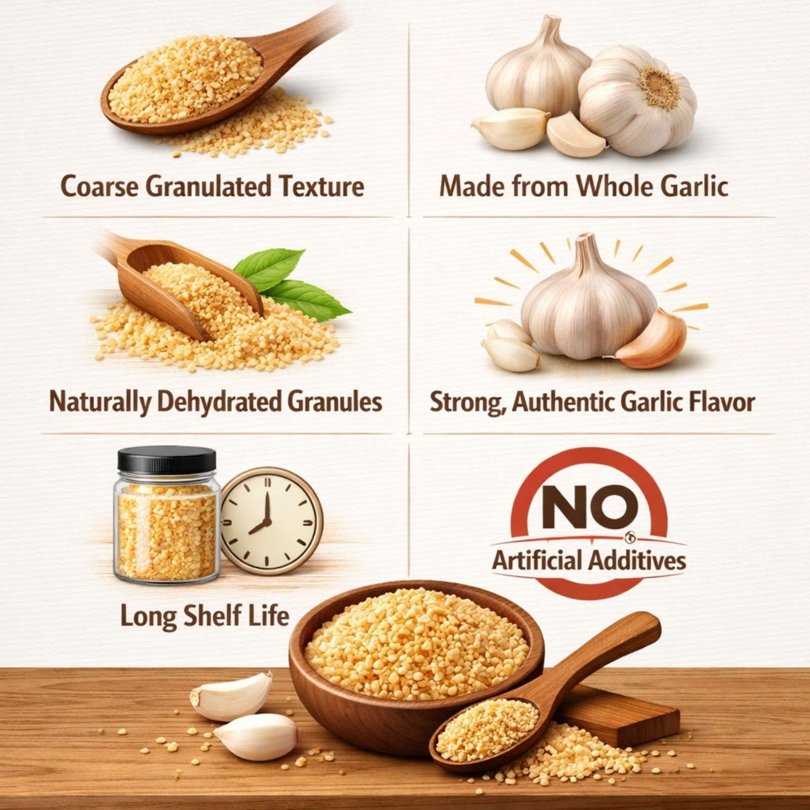 Spicy Pantry Garlic Granules | Coarse Ground Garlic | Bold Flavor Spice – 12 oz
