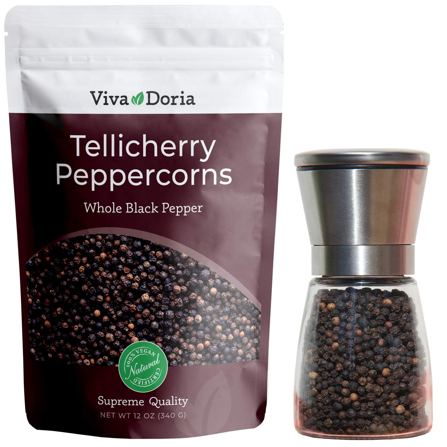 Tellicherry Peppercorn, Steam Sterilized Whole Black Pepper, Black Peppercorn…