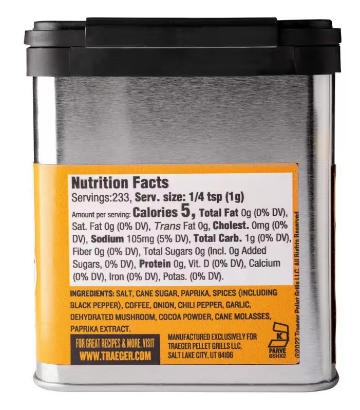 Traeger Coffee Rub Kosher, GMO Free, & Gluten Free – 8.25 oz.